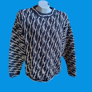 Large Bergati Mens Vintage Sweater coogli Textured Knit Acrylic Syria 90s